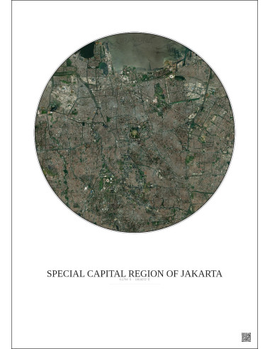 Affiche Special Capital Region Of Jakarta – Poster vue satellite 10km Couleur | Gravura – Fond clair