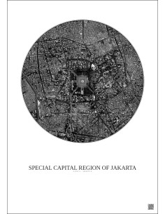 Affiche Special Capital Region Of Jakarta – Poster vue satellite 2.5km N&B | Gravura – Fond clair