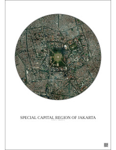 Affiche Special Capital Region Of Jakarta – Poster vue satellite 2.5km Couleur | Gravura – Fond clair