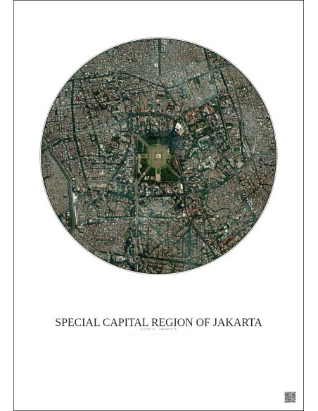 Affiche Special Capital Region Of Jakarta – Poster vue satellite 2.5km Couleur | Gravura – Fond clair
