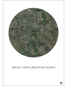Affiche Special Capital Region Of Jakarta – Poster vue satellite 6km Couleur | Gravura – Fond clair