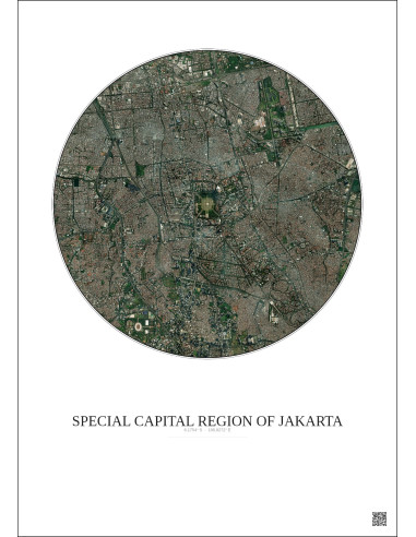 Affiche Special Capital Region Of Jakarta – Poster vue satellite 6km Couleur | Gravura – Fond clair