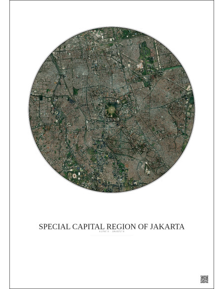 Affiche Special Capital Region Of Jakarta – Poster vue satellite 6km Couleur | Gravura – Fond clair