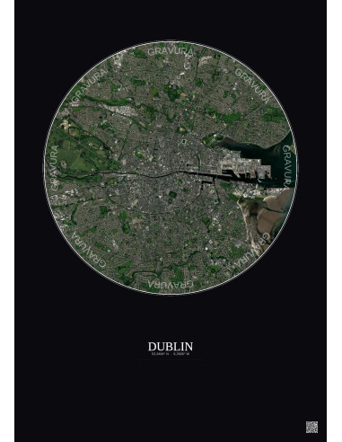 Dublin Satellite View Poster 6km Color | Gravura – Dark background