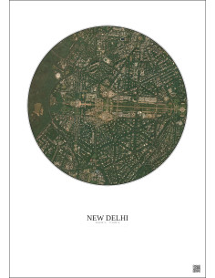 Affiche New Delhi – Poster vue satellite 2.5km Couleur | Gravura – Fond clair