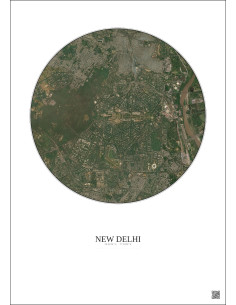 Affiche New Delhi – Poster vue satellite 6km Couleur | Gravura – Fond clair