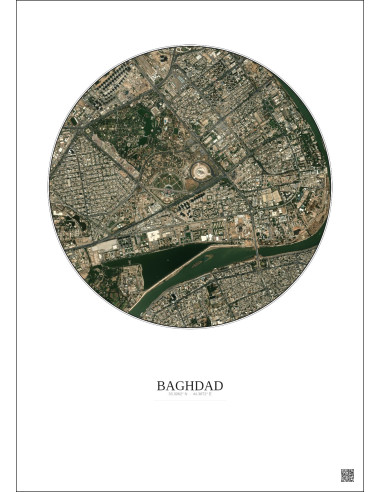 Baghdad Satellite View Poster 2.5km Color | Gravura – Light background