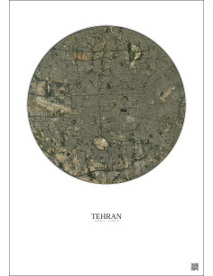 Affiche Tehran – Poster vue satellite 10km Couleur | Gravura – Fond clair