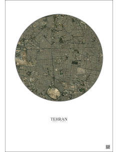 Affiche Tehran – Poster vue satellite 6km Couleur | Gravura – Fond clair