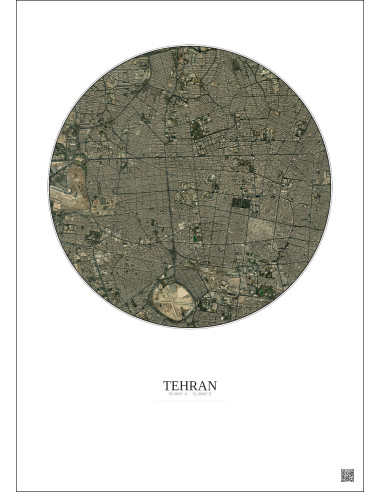 Affiche Tehran – Poster vue satellite 6km Couleur | Gravura – Fond clair