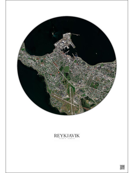 Reykjavik Satellite View Poster 2.5km Color | Gravura – Light background