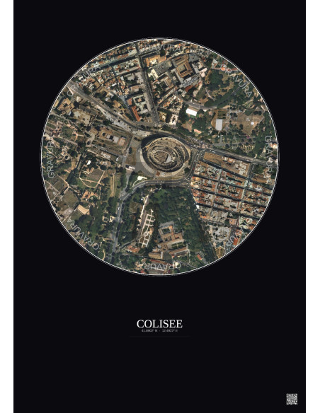 Colisee Satellite View Poster 0.5km Color | Gravura – Dark background