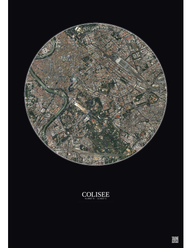 Colisee Satellite View Poster 2.5km Color | Gravura – Dark background