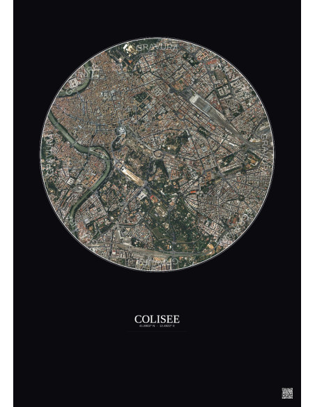 Colisee Satellite View Poster 2.5km Color | Gravura – Dark background