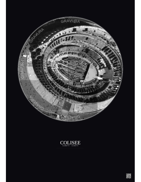 Affiche Colisee – Poster vue satellite 0.1km N&B | Gravura – Fond foncé