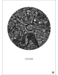 Affiche Colisee – Poster vue satellite 0.5km N&B | Gravura – Fond clair