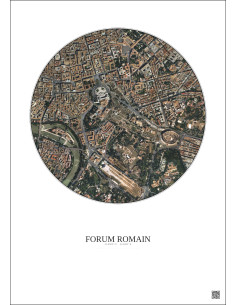 Affiche Forum Romain – Poster vue satellite 1km Couleur | Gravura – Fond clair