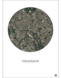 Affiche Forum Romain – Poster vue satellite 2.5km Couleur | Gravura – Fond clair