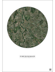 Affiche Forum Romain – Poster vue satellite 5km Couleur | Gravura – Fond clair
