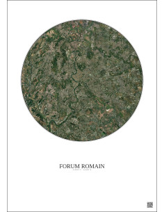 Affiche Forum Romain – Poster vue satellite 10km Couleur | Gravura – Fond clair