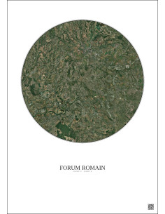 Affiche Forum Romain – Poster vue satellite 20km Couleur | Gravura – Fond clair