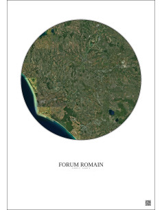 Affiche Forum Romain – Poster vue satellite 30km Couleur | Gravura – Fond clair