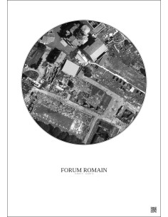 Affiche Forum Romain – Poster vue satellite 0.1km N&B | Gravura – Fond clair