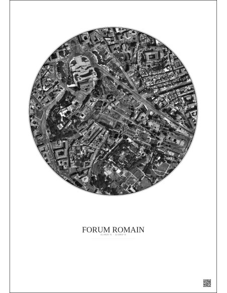 Forum Romain Satellite View Poster 0.5km B&W | Gravura – Light background