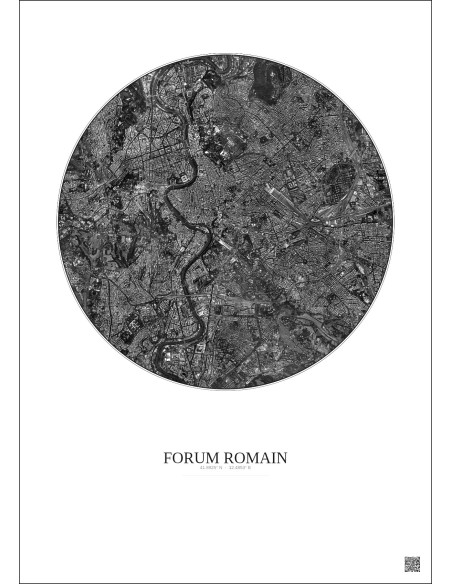 Affiche Forum Romain – Poster vue satellite 5km N&B | Gravura – Fond clair