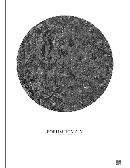 Affiche Forum Romain – Poster vue satellite 10km N&B | Gravura – Fond clair