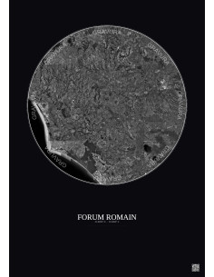 Affiche Forum Romain – Poster vue satellite 30km N&B | Gravura – Fond foncé
