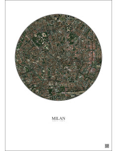 Affiche Milan – Poster vue satellite 2.5km Couleur | Gravura – Fond clair