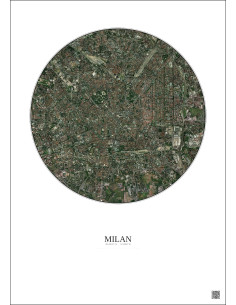 Affiche Milan – Poster vue satellite 5km Couleur | Gravura – Fond clair