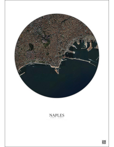 Naples Satellite View Poster 2.5km Color | Gravura – Light background