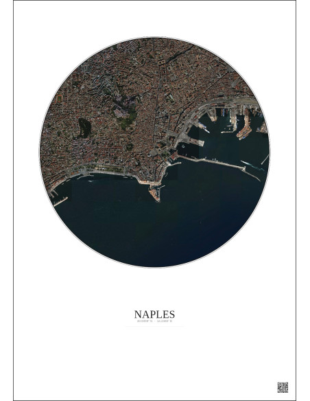 Naples Satellite View Poster 2.5km Color | Gravura – Light background