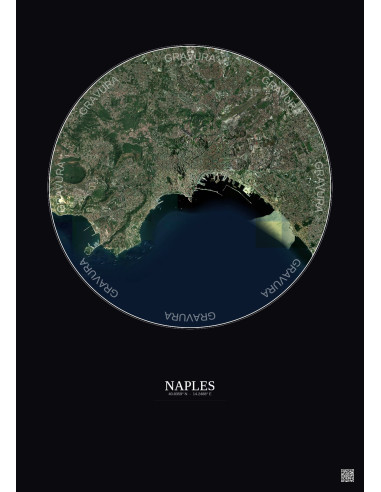 Naples Satellite View Poster 10km Color | Gravura – Dark background