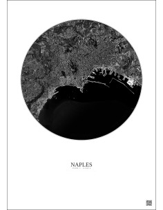 Affiche Naples – Poster vue satellite 5km N&B | Gravura – Fond clair