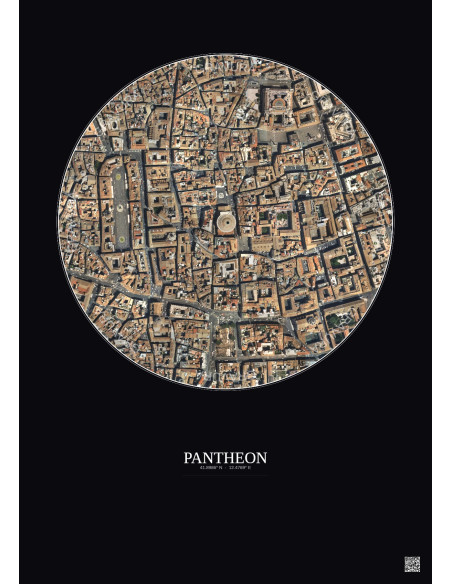 Pantheon Satellite View Poster 0.5km Color | Gravura – Dark background