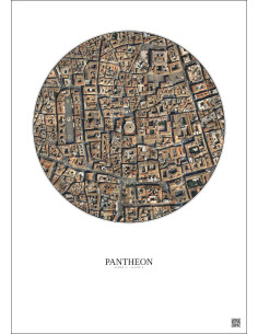 Affiche Pantheon – Poster vue satellite 0.5km Couleur | Gravura – Fond clair