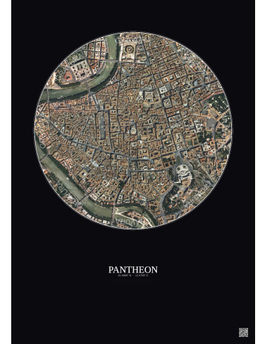 Pantheon Satellite View Poster 1km Color | Gravura – Dark background