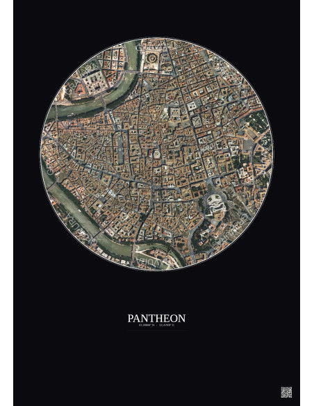 Pantheon Satellite View Poster 1km Color | Gravura – Dark background