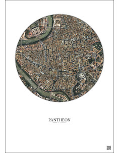 Affiche Pantheon – Poster vue satellite 1km Couleur | Gravura – Fond clair