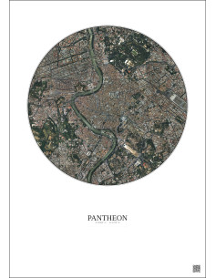 Affiche Pantheon – Poster vue satellite 2.5km Couleur | Gravura – Fond clair