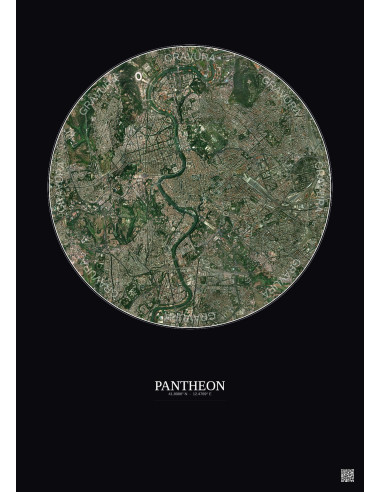 Affiche Pantheon – Poster vue satellite 5km Couleur | Gravura – Fond foncé