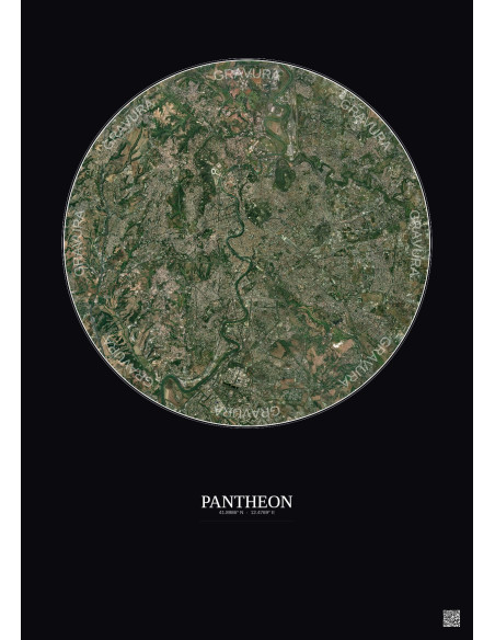 Pantheon Satellite View Poster 10km Color | Gravura – Dark background
