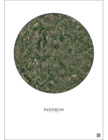 Pantheon Satellite View Poster 10km Color | Gravura – Light background