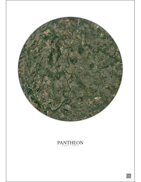 Pantheon Satellite View Poster 10km Color | Gravura – Light background