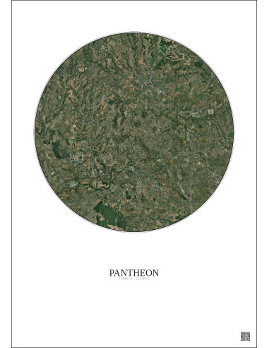 Pantheon Satellite View Poster 20km Color | Gravura – Light background