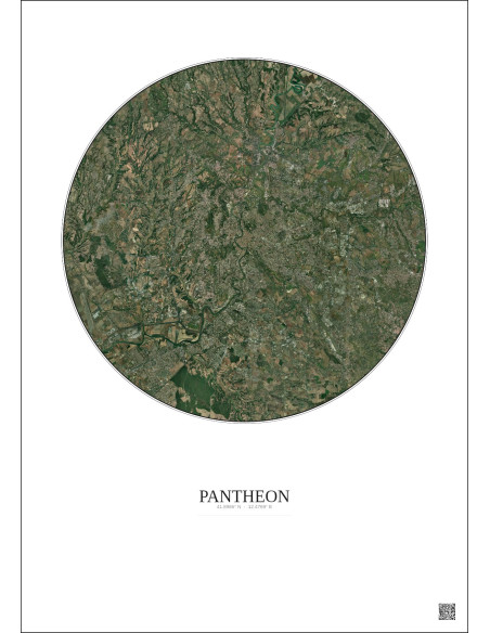Pantheon Satellite View Poster 20km Color | Gravura – Light background