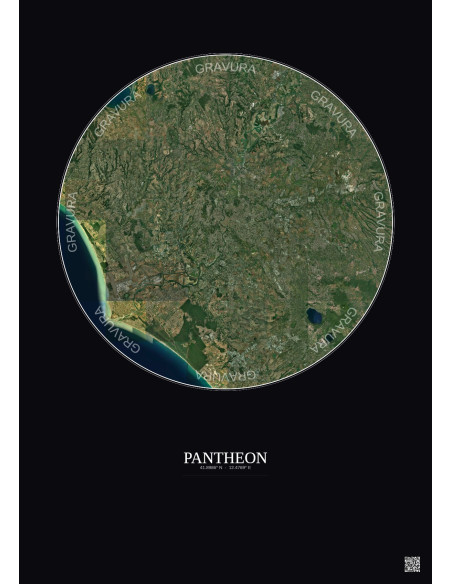 Affiche Pantheon – Poster vue satellite 30km Couleur | Gravura – Fond foncé